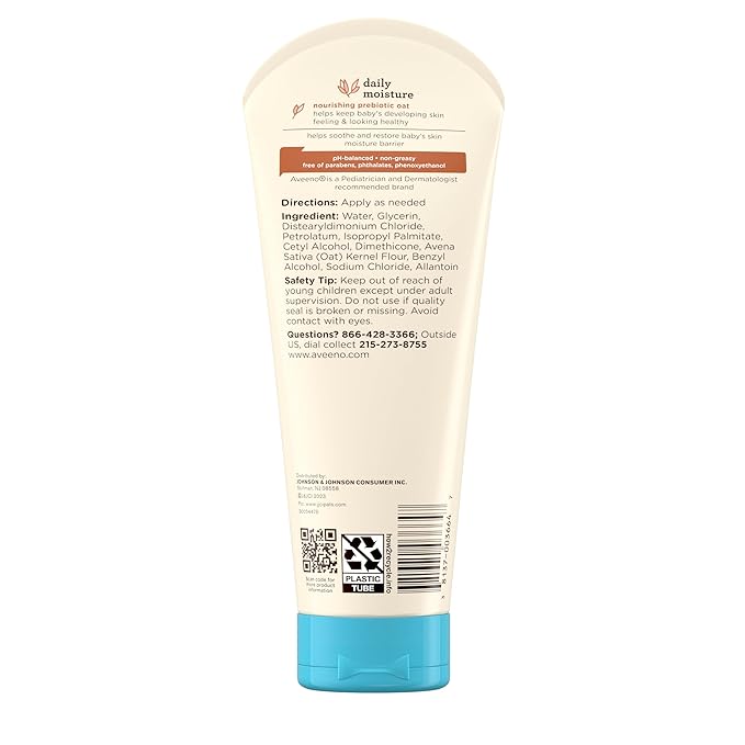 Aveeno Baby Daily Moisture Lotion fragrance free 8 oz tube