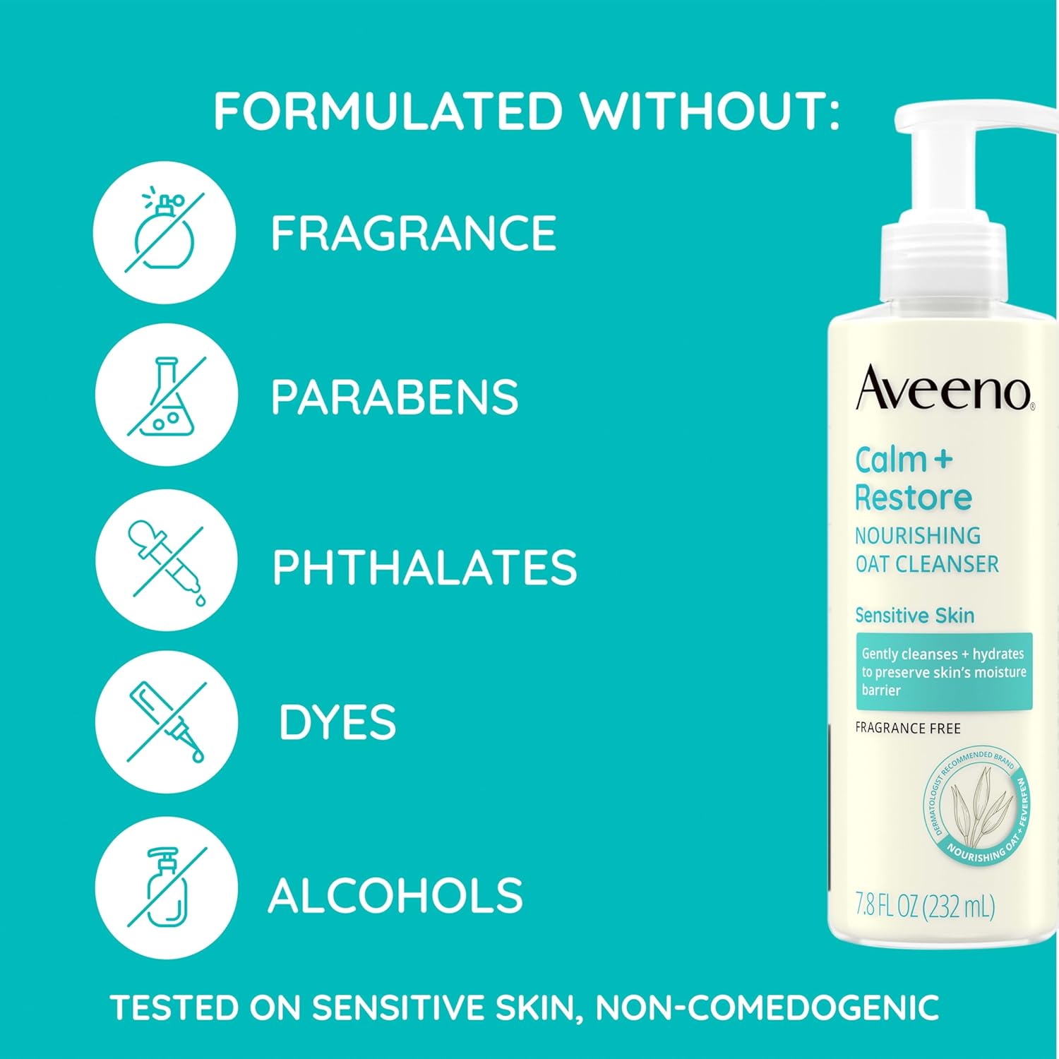 Aveeno Calm + Restore Nourishing Oat Cleanser 232ml pump bottle