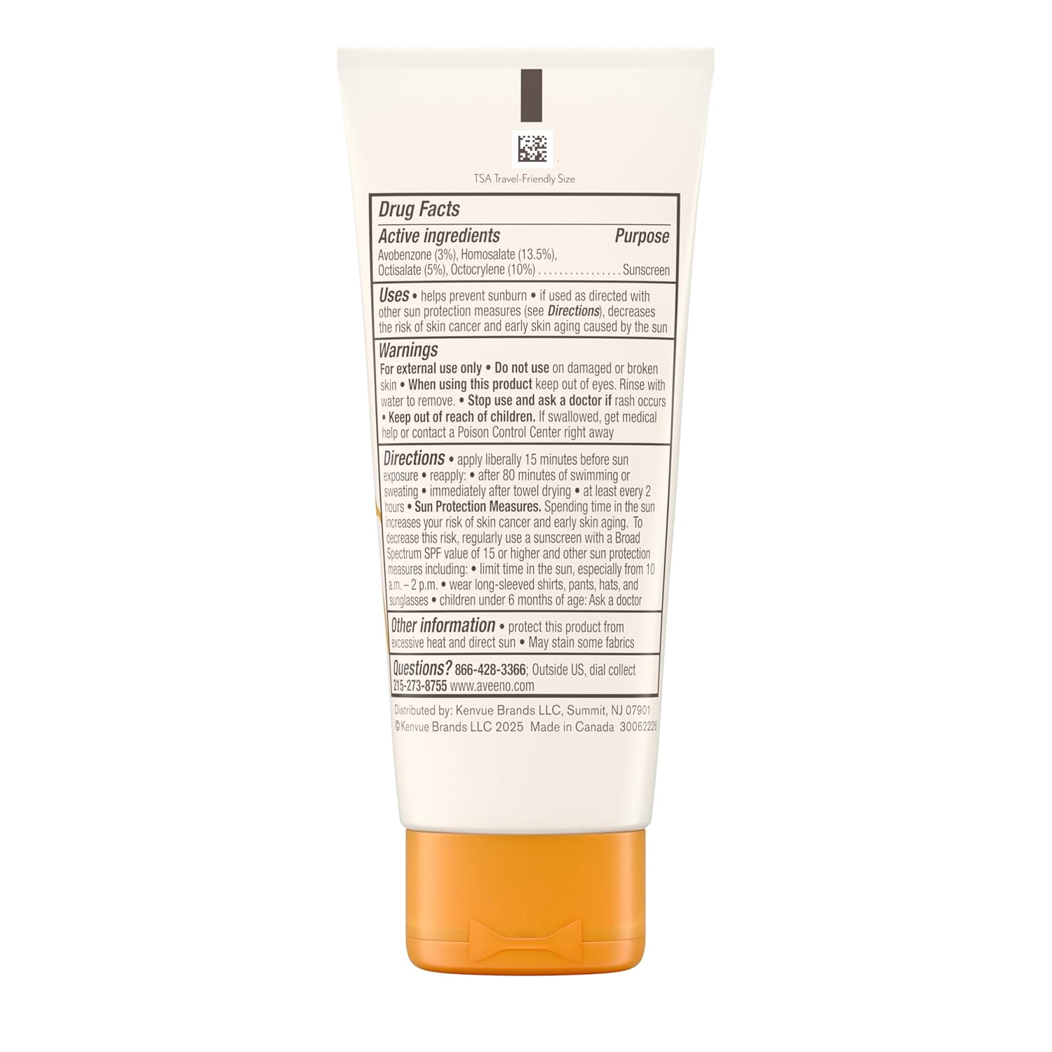 Aveeno Protect + Hydrate Sunscreen SPF 60 60ml tube with orange cap