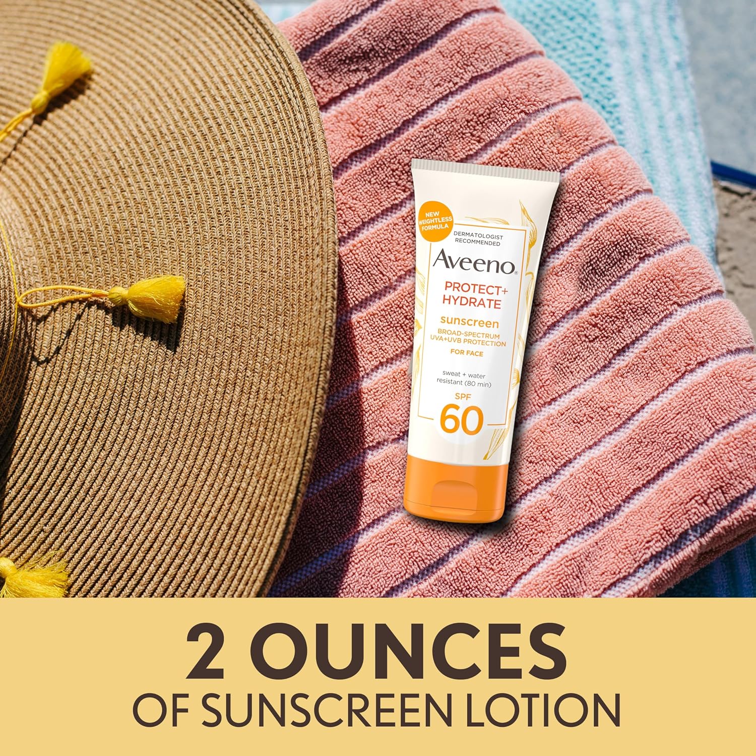 Aveeno Protect + Hydrate Sunscreen SPF 60 facial lotion tube 60ml