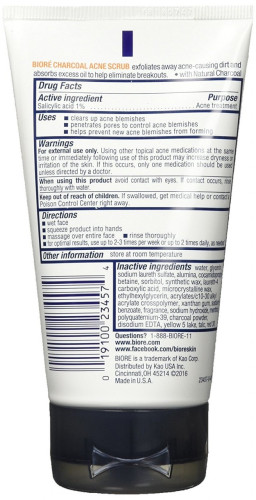 Bioré Charcoal Acne Scrub 127g exfoliating cleanser for acne-prone skin