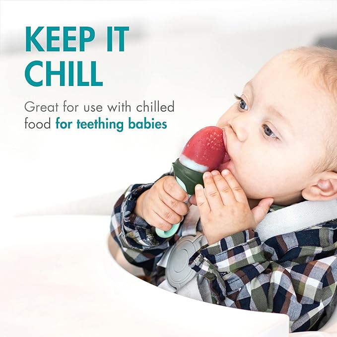 Boon Pulp mint green silicone teething feeder for babies six months plus