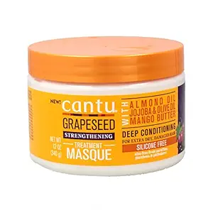 Cantu Grapeseed Strengthening Treatment Masque 340g jar with orange lid