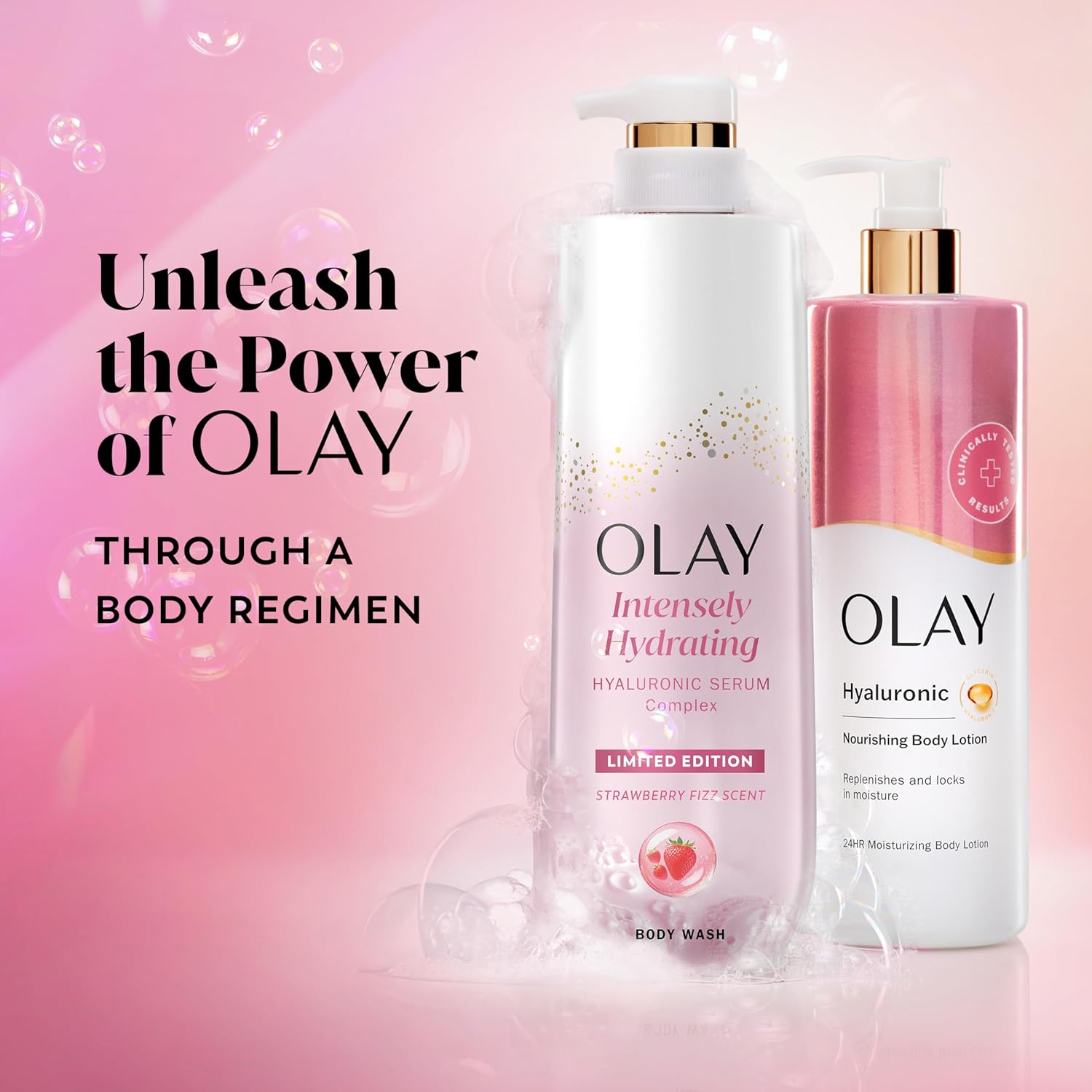 Olay Intensely Hydrating Body Wash with Hyaluronic Serum Complex Strawberry Fizz