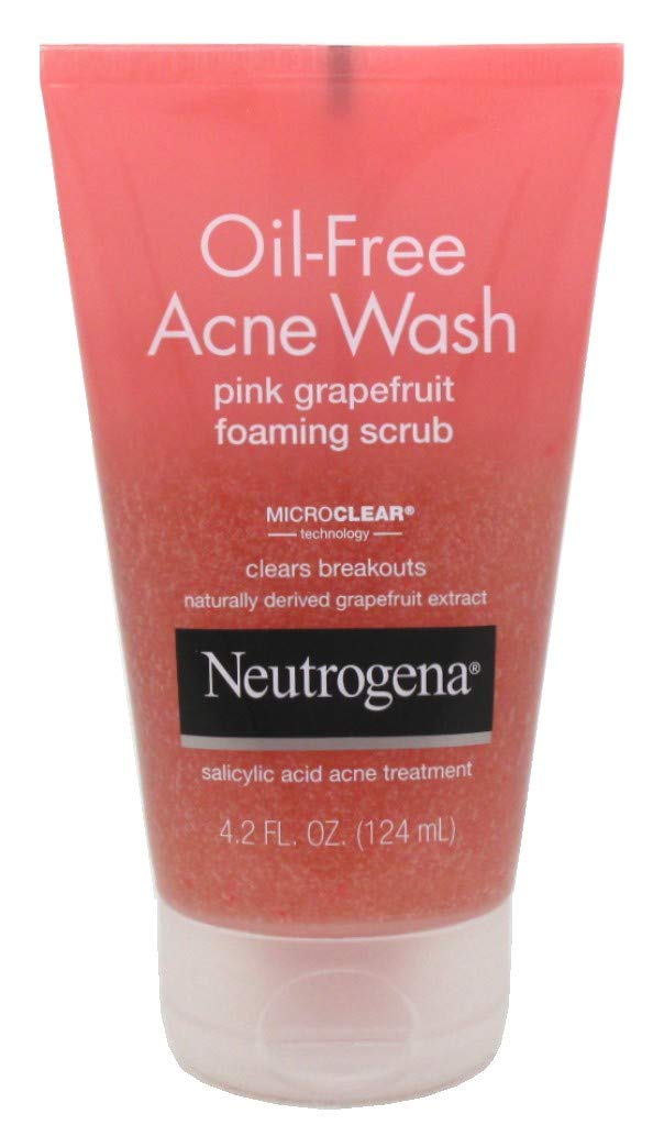 Neutrogena Oil-Free Acne Wash pink grapefruit foaming scrub 124ml bottle