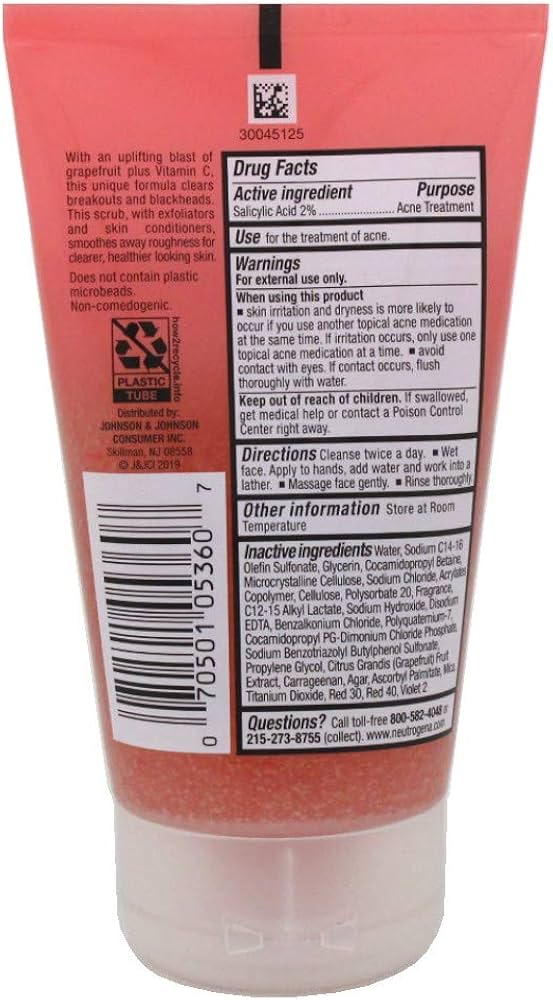 Neutrogena Oil-Free Acne Wash 6 oz pink tube with exfoliants
