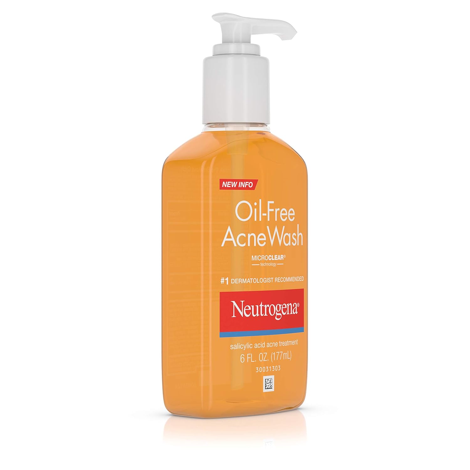 Neutrogena Oil-Free Acne Wash 6 fl oz orange bottle with pump dispenser
