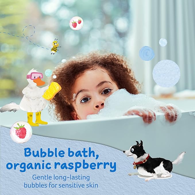 Childs Farm organic raspberry bubble bath 250ml bottle for children