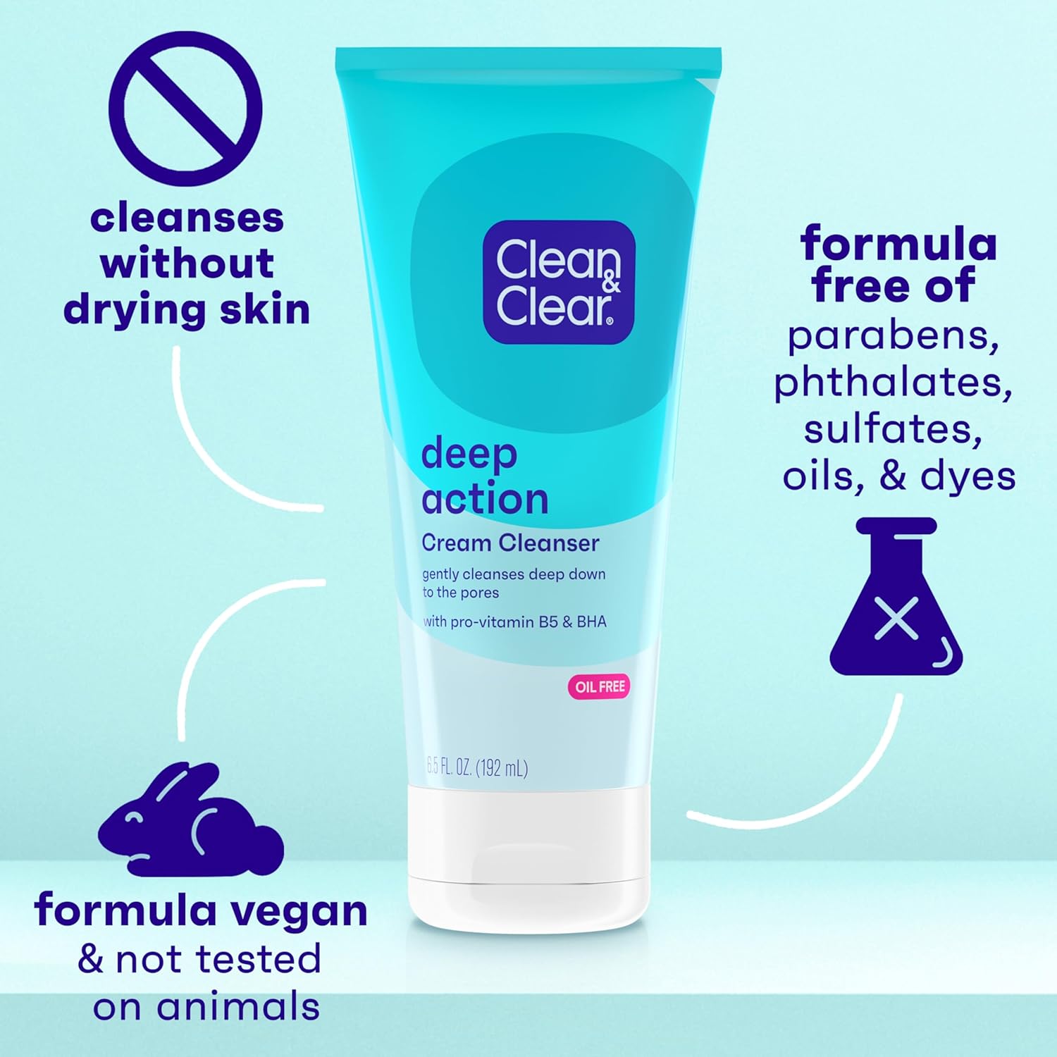 Clean & Clear Deep Action Cream Cleanser 184g turquoise tube