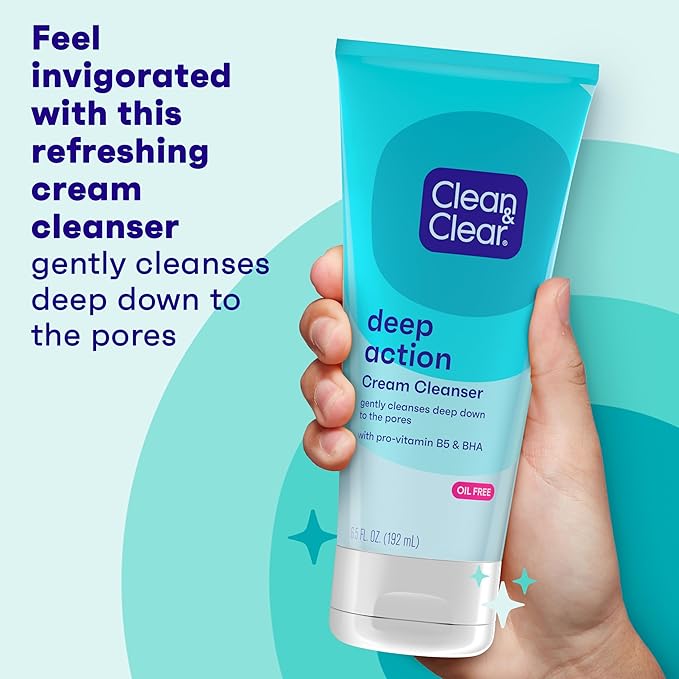 Clean & Clear Deep Action Cream Cleanser 184g turquoise tube