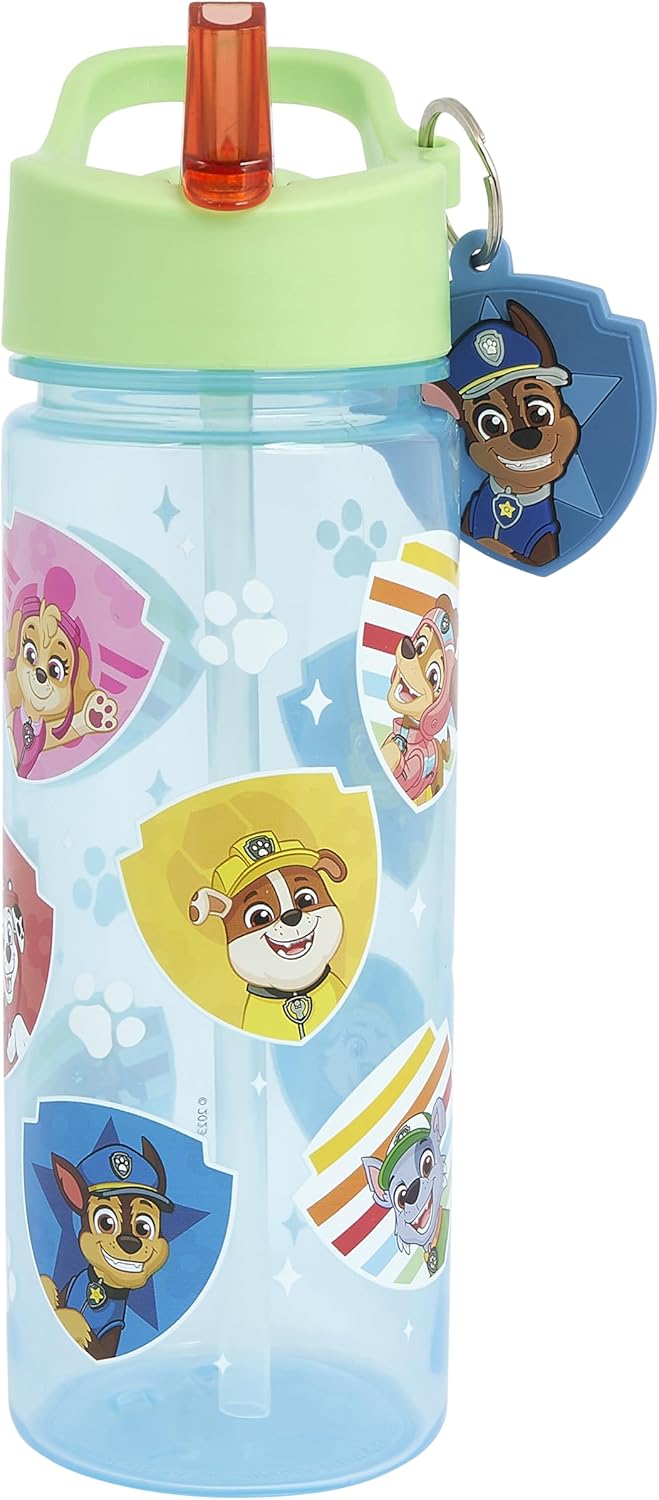Polar Gear Paw Patrol kids water bottle 500ml with green carry handle and character charm