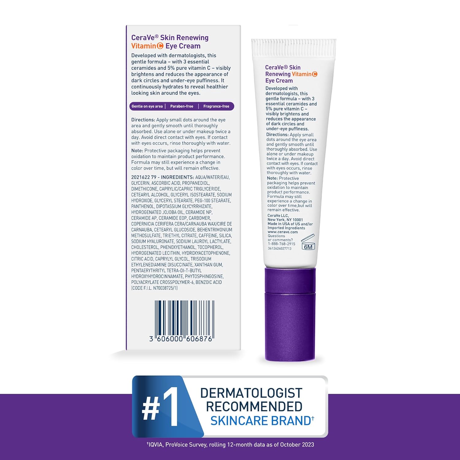 CeraVe Skin Renewing Vitamin C Eye Cream 15ml with purple cap