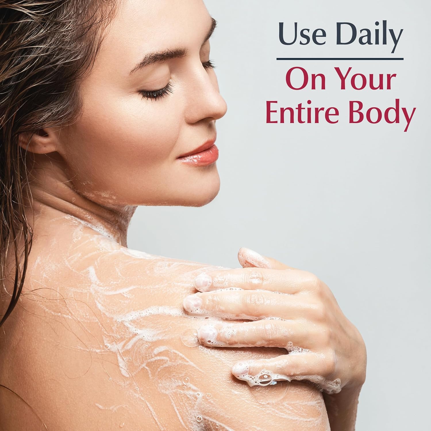 Eucerin Gentle Cleansing Hydrating Cleansing Gel 13.5 fl oz bottle displayed with product in use on skin