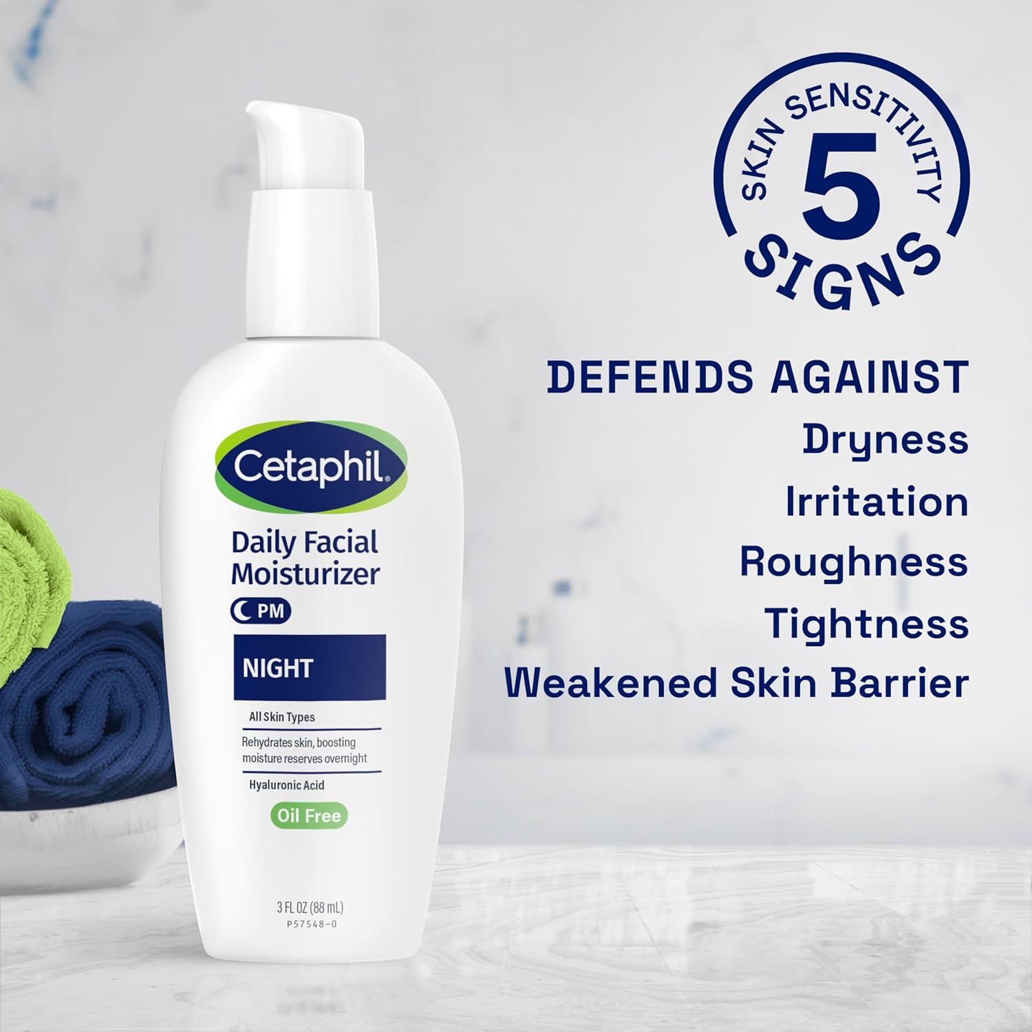 Cetaphil Daily Facial Moisturizer PM Night hydrating facial moisturiser 88ml pump bottle