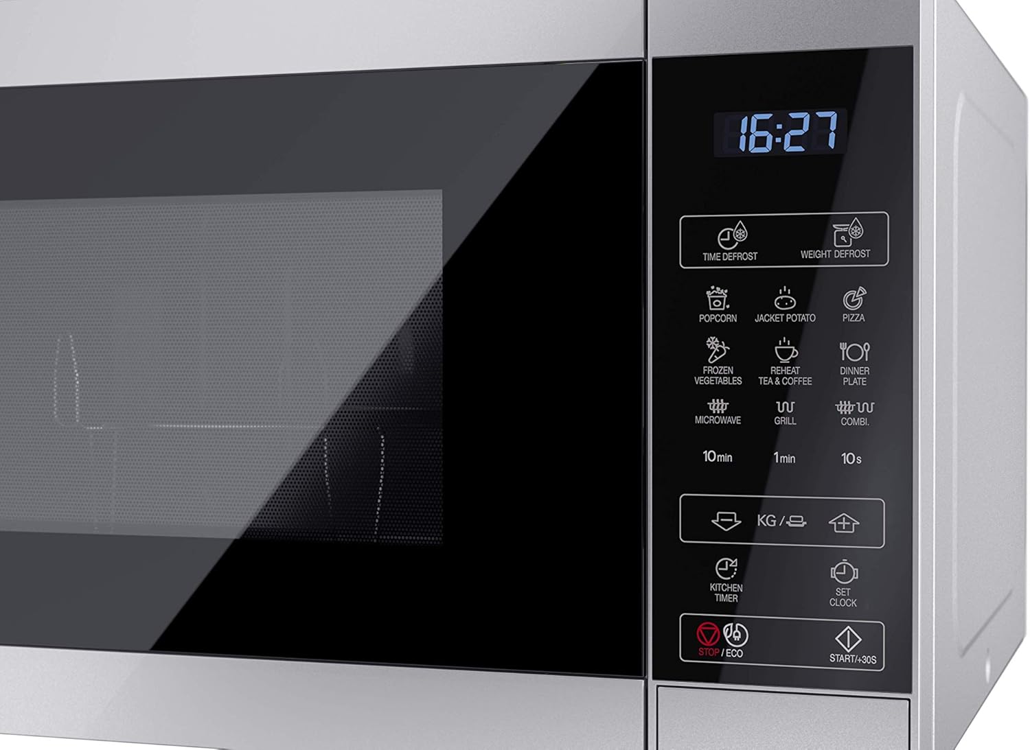 Sharp YC-MG81U-S 28 litre digital microwave with 1100W grill, silver and black