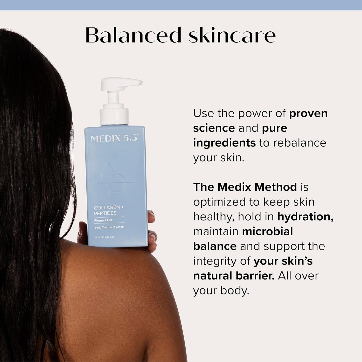 Medix 5.5 Collagen + Peptides light blue body cream pump bottle 444ml