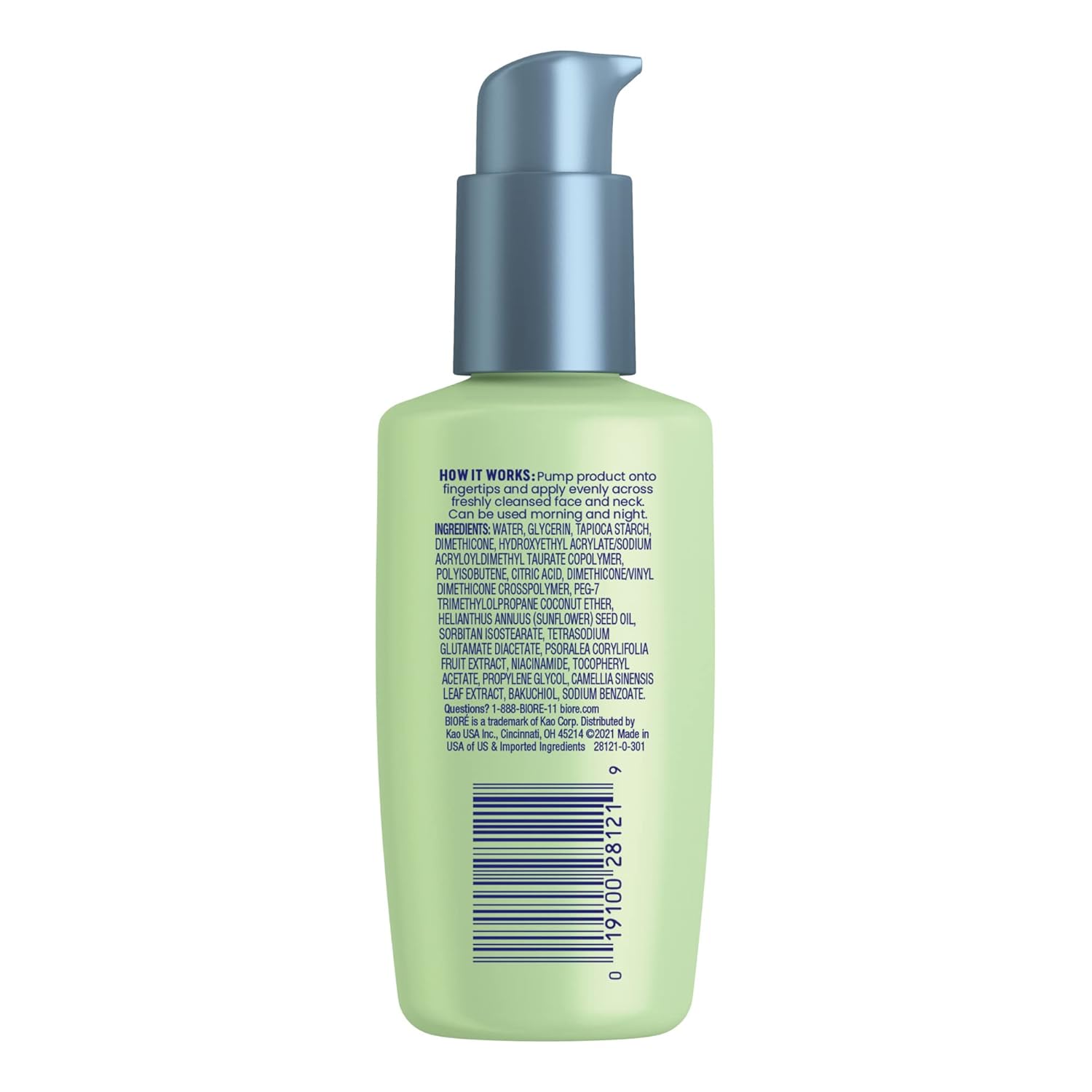 Bioré Clean Detox Daily Moisturizer 100ml green pump bottle with grey cap