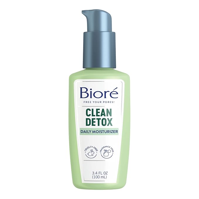 Bioré Clean Detox Daily Moisturizer 100ml bottle with pump dispenser