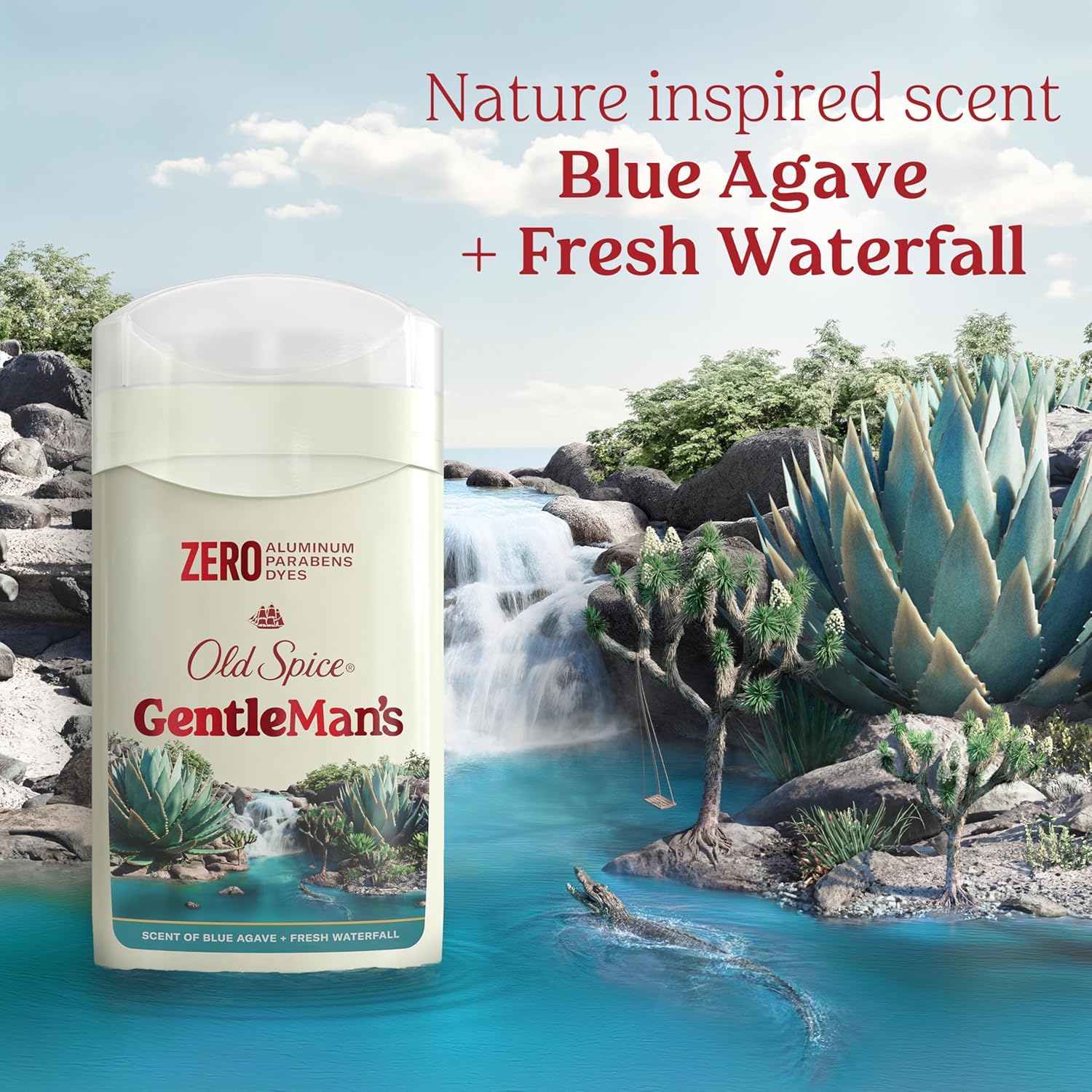 Old Spice GentleMan's Blend deodorant, cream coloured stick, Blue Agave Fresh Waterfall scent