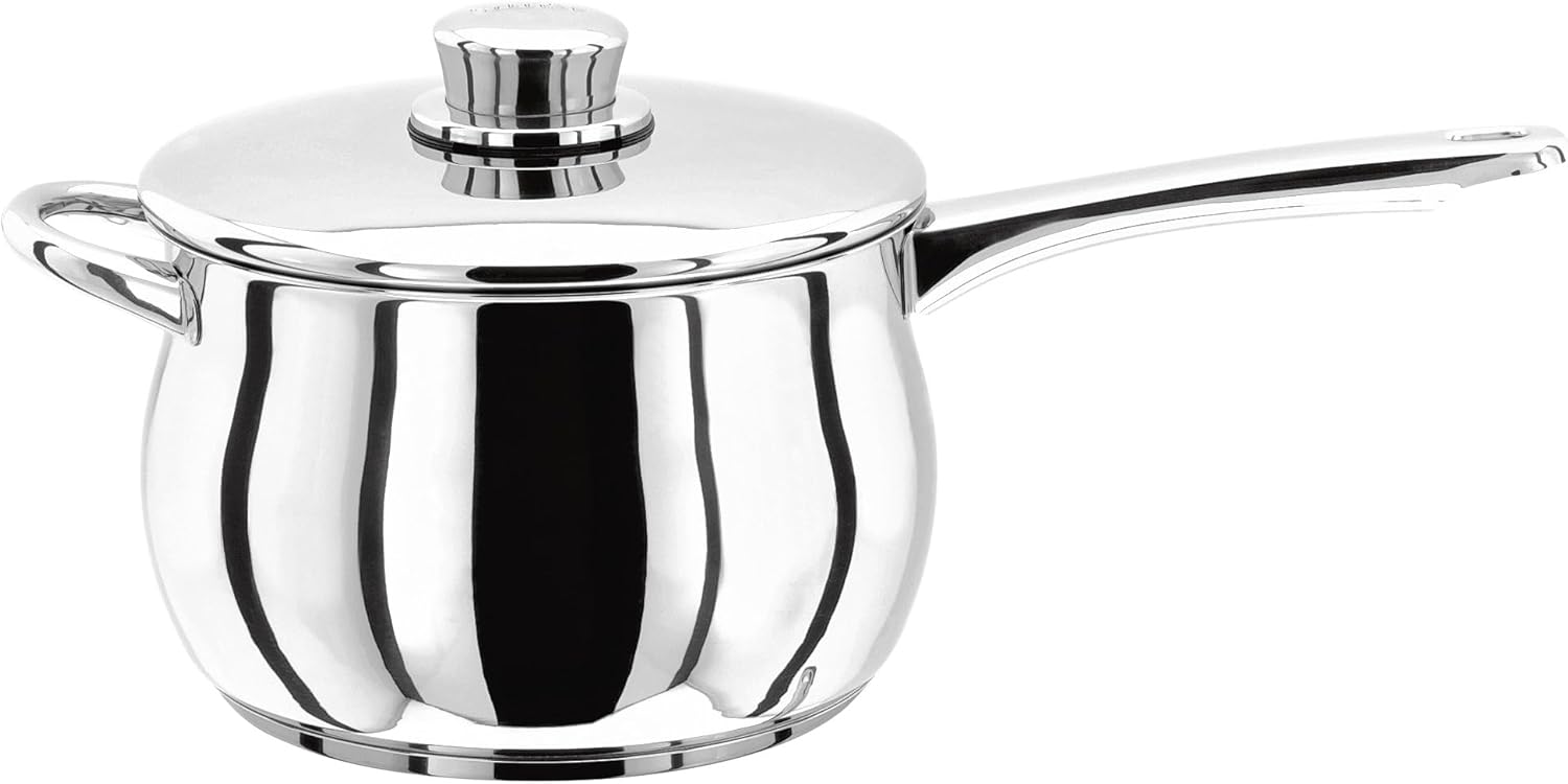 Stellar 1000 Classic deep saucepan 20cm with lid and handles, stainless steel