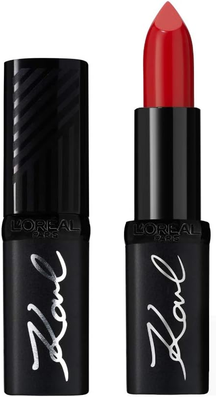 L'Oreal Paris Karl Lagerfeld satin lipstick red shade with black tube