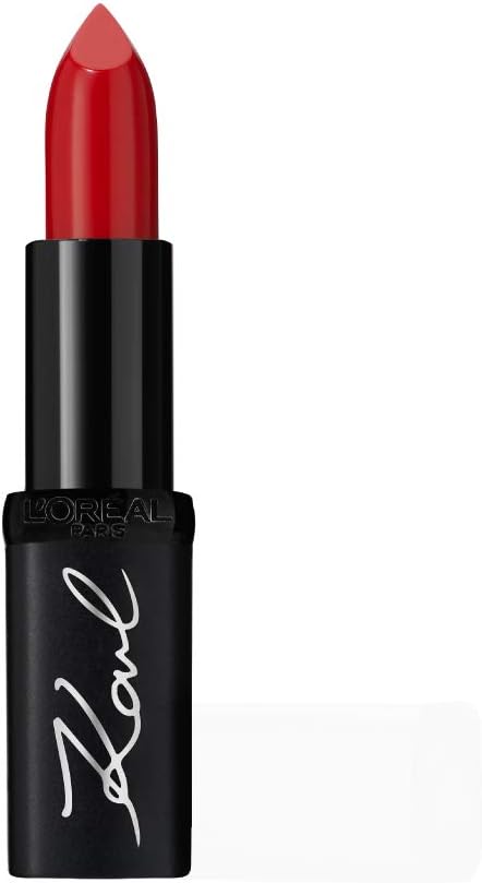 L'Oreal Paris Karl Lagerfeld red satin lipstick with black tube
