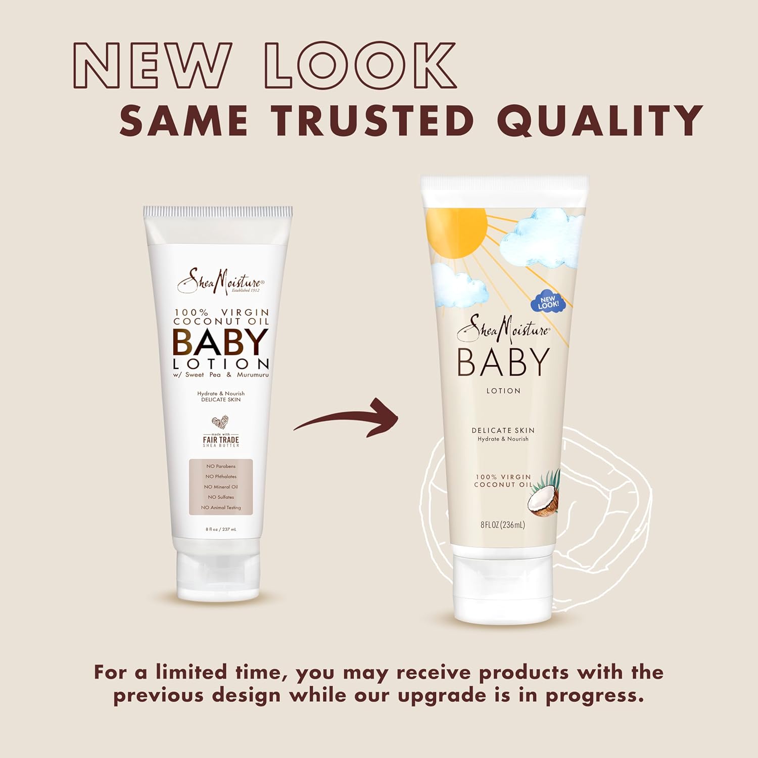 SheaMoisture Baby Lotion 100% Virgin Coconut Oil 8 fl oz tube