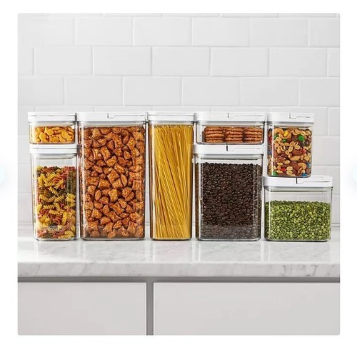 Member's Mark 8-piece Fliplock pantry storage containers with various dry goods
