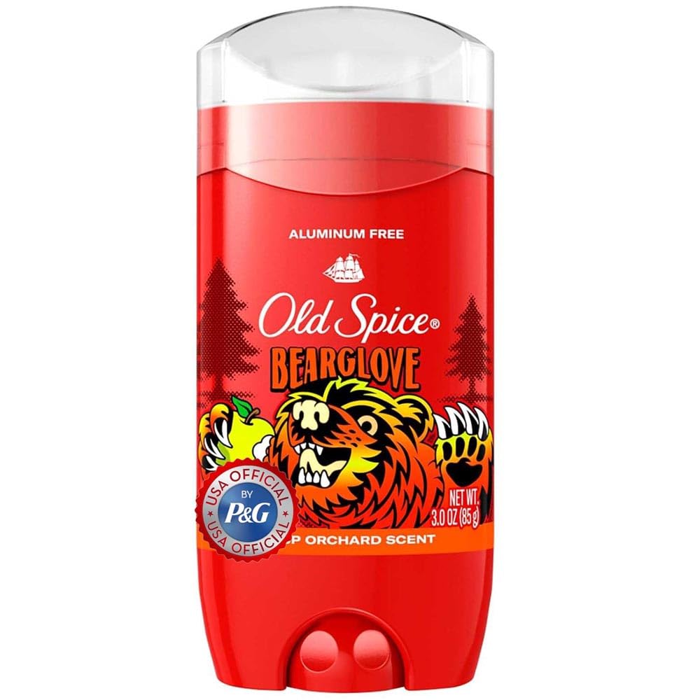 Old Spice Bearglove men's deodorant stick, red 3 oz aluminium free