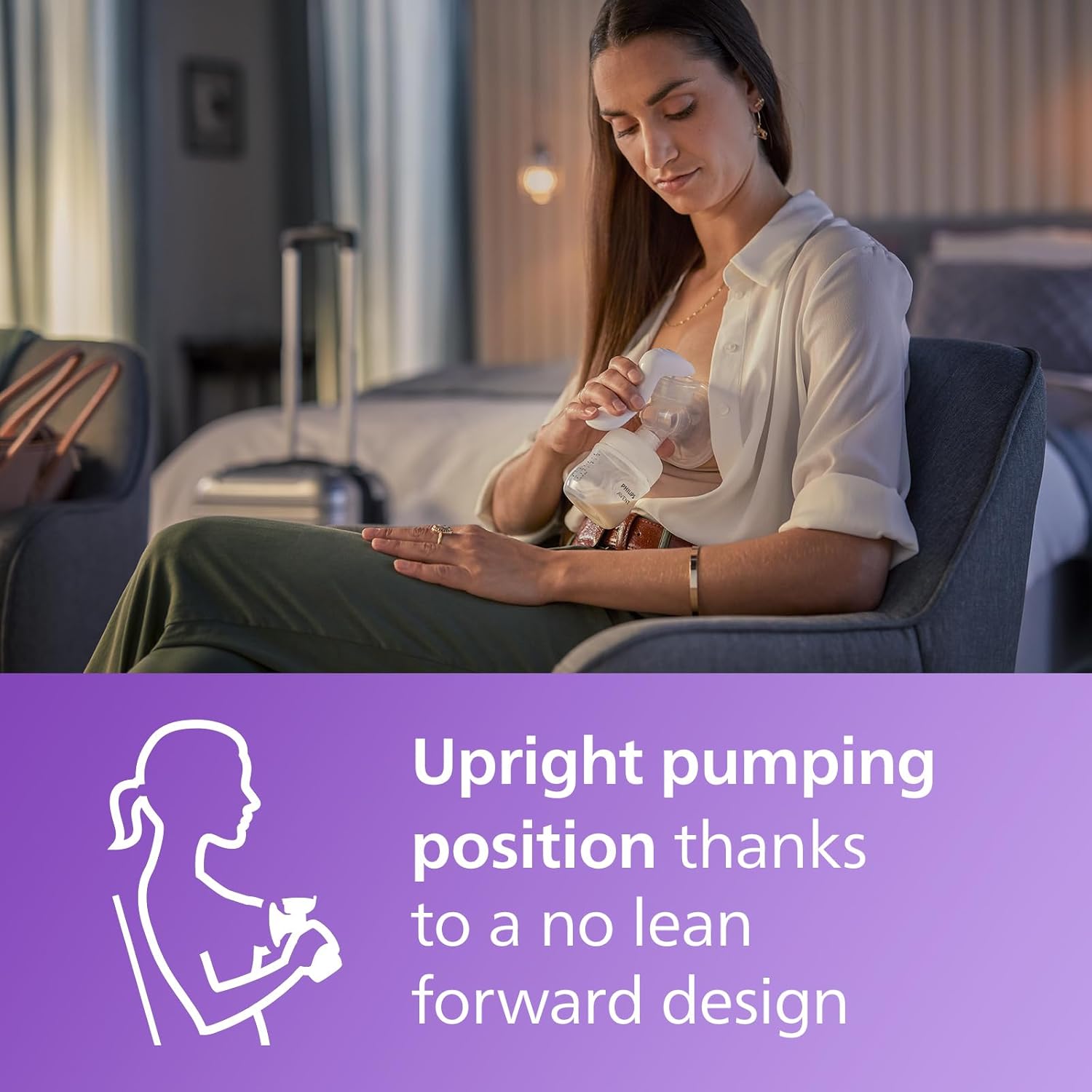 Philips Avent Manual Breast Pump with collection bottle, white, portable design