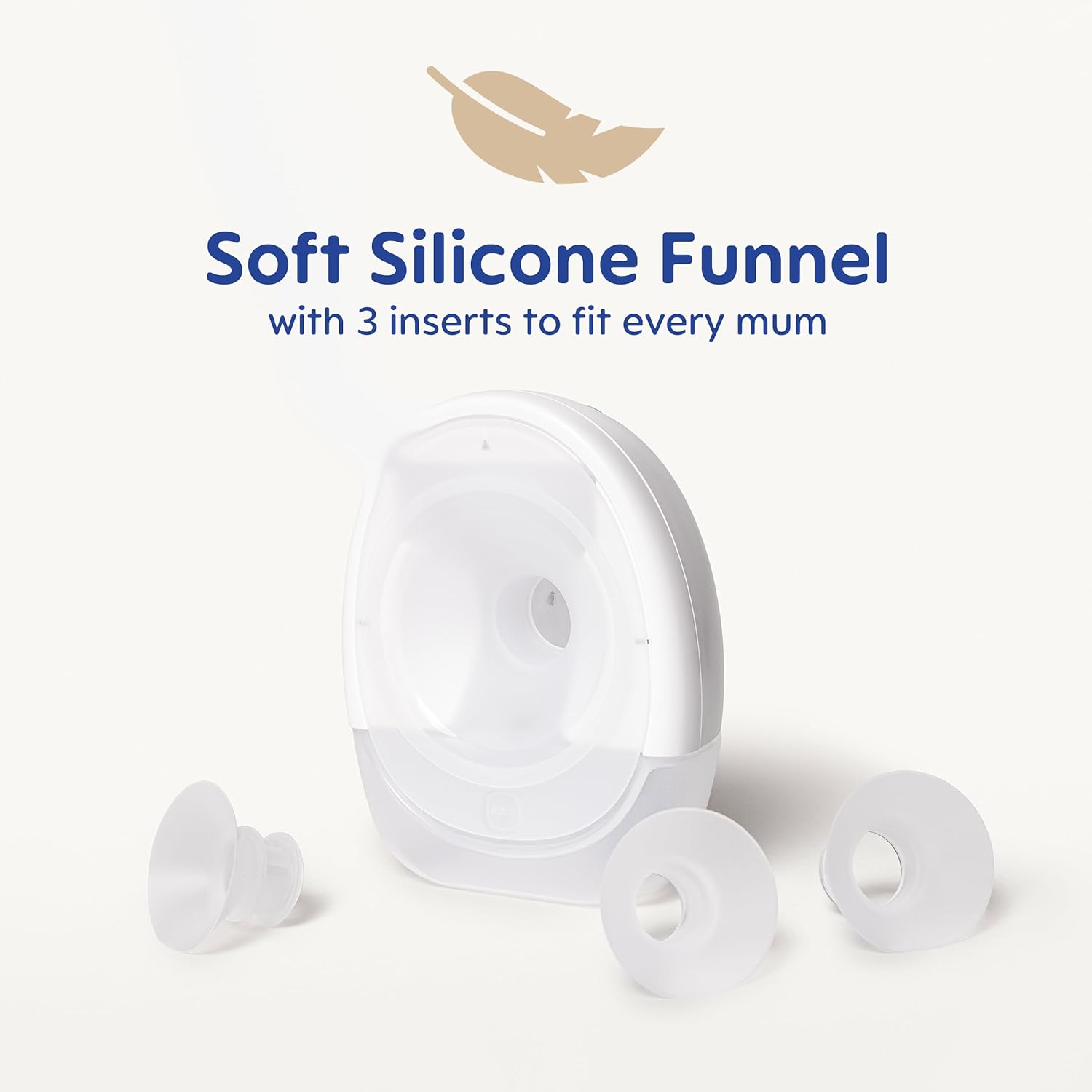 MAM Move wearable breast pump single with three silicone funnel inserts included