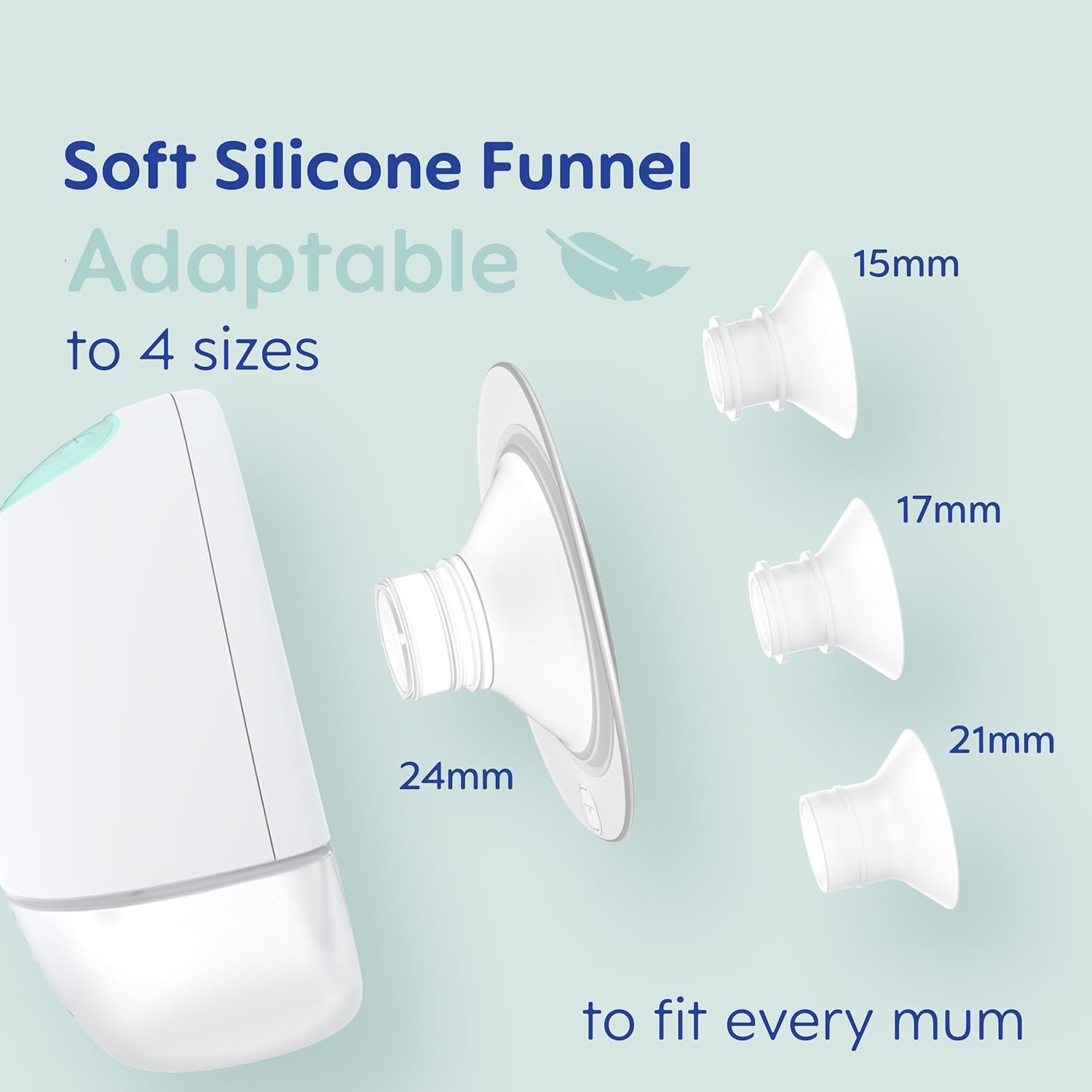MAM Move Double wearable breast pump with four silicone funnel sizes