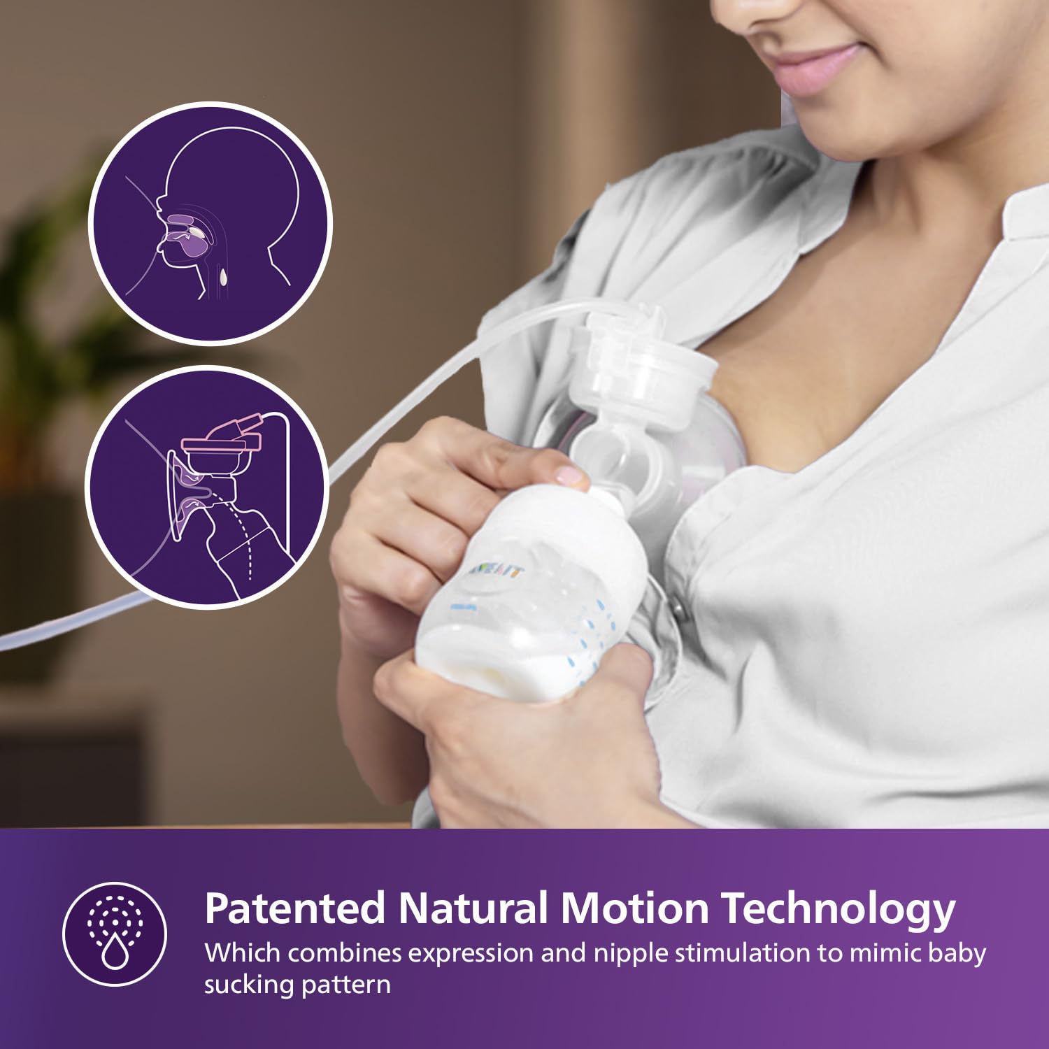 Philips Avent Comfort Single Electric Breast Pump in white with blue accents