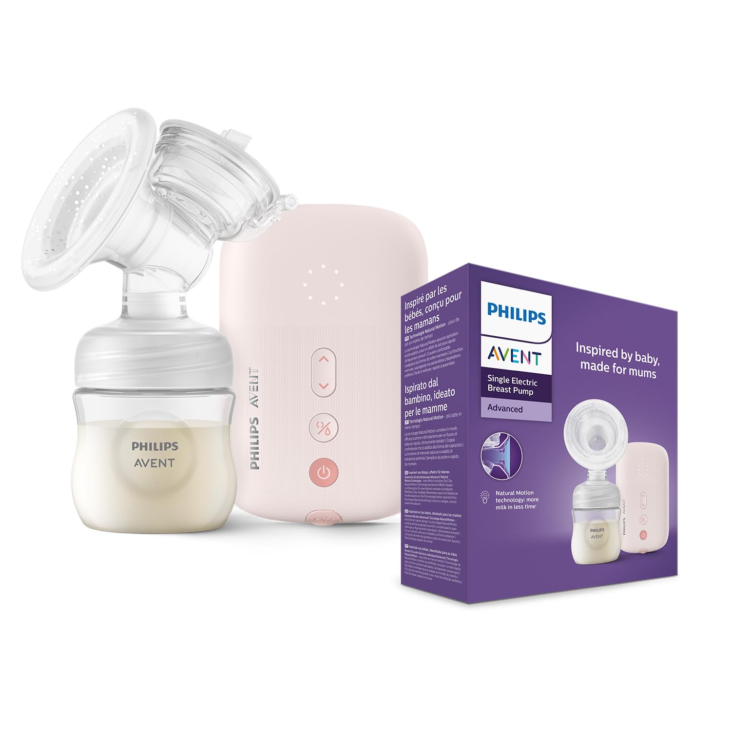 Philips Avent Comfort Single Electric Breast Pump with bottle, pale pink