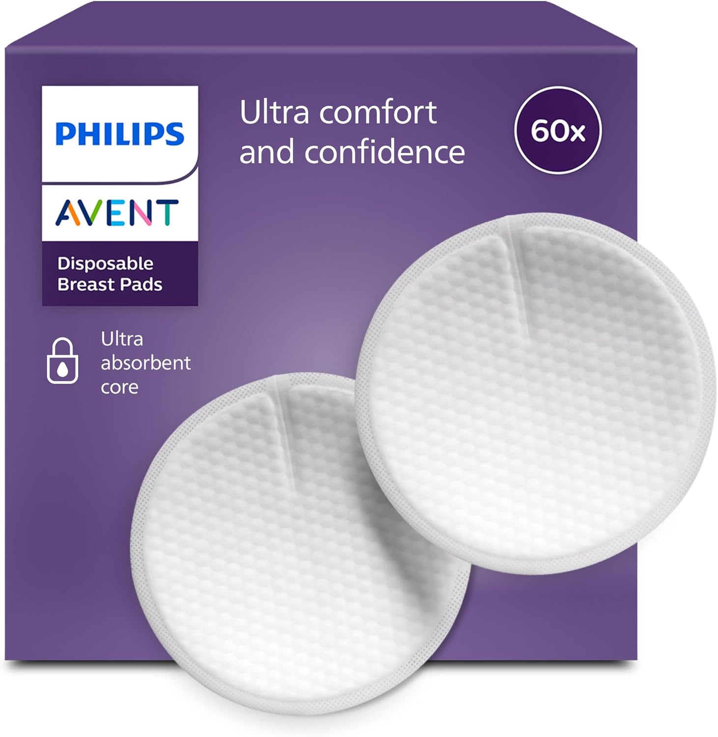 Philips Avent Ultra Comfort disposable breast pads, 60 pieces with absorbent core