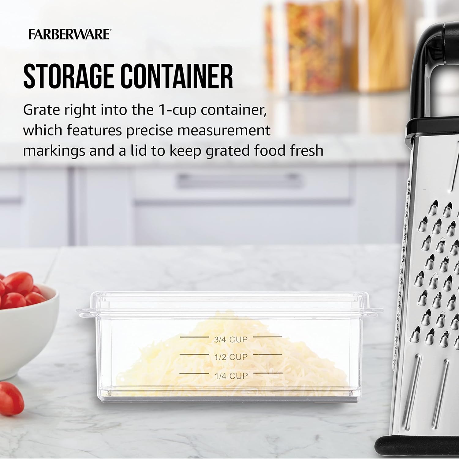 Farberware four-sided box grater stainless steel with storage container lid