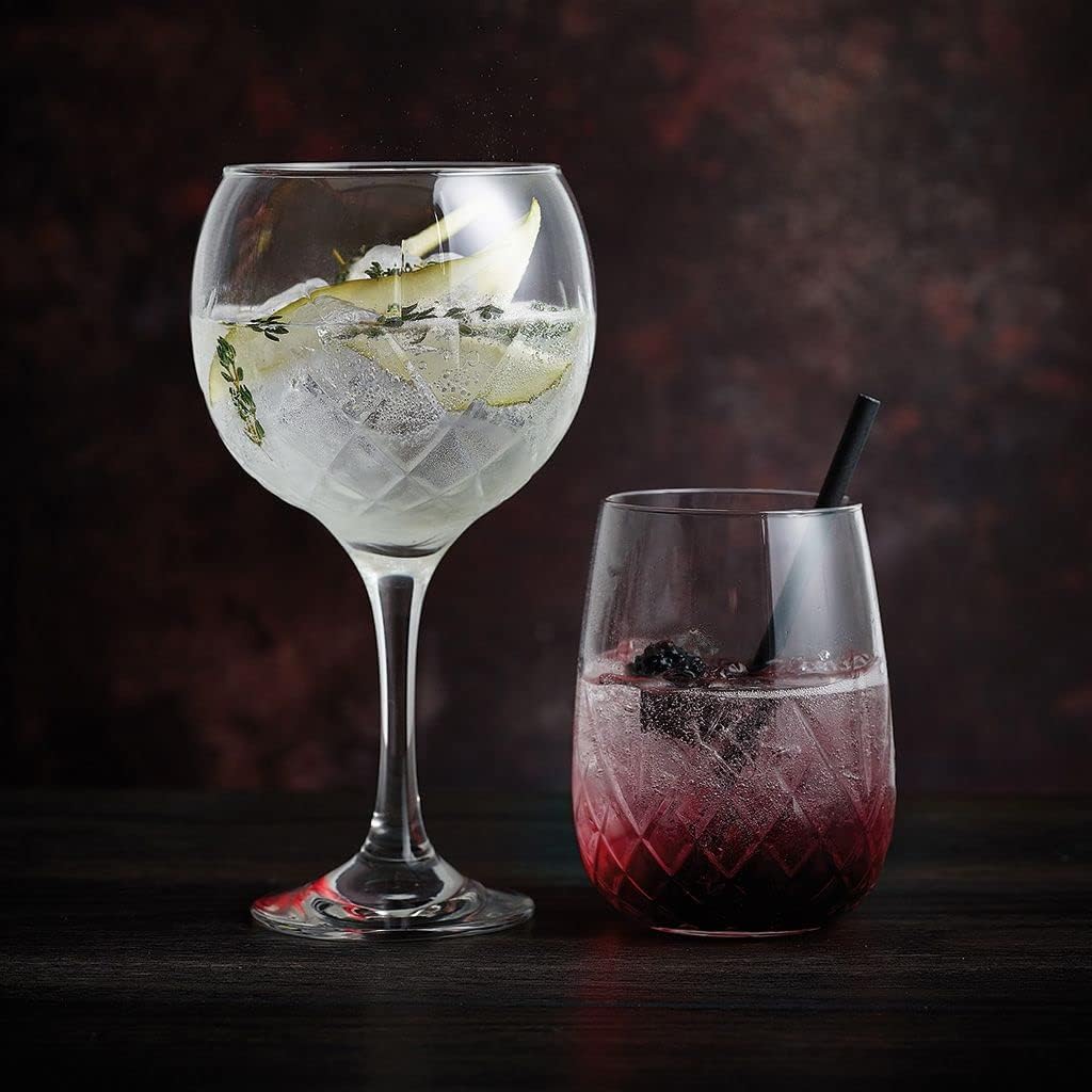 Borgonovo Rococo stemmed gin glass 54cl with ice and lemon slice