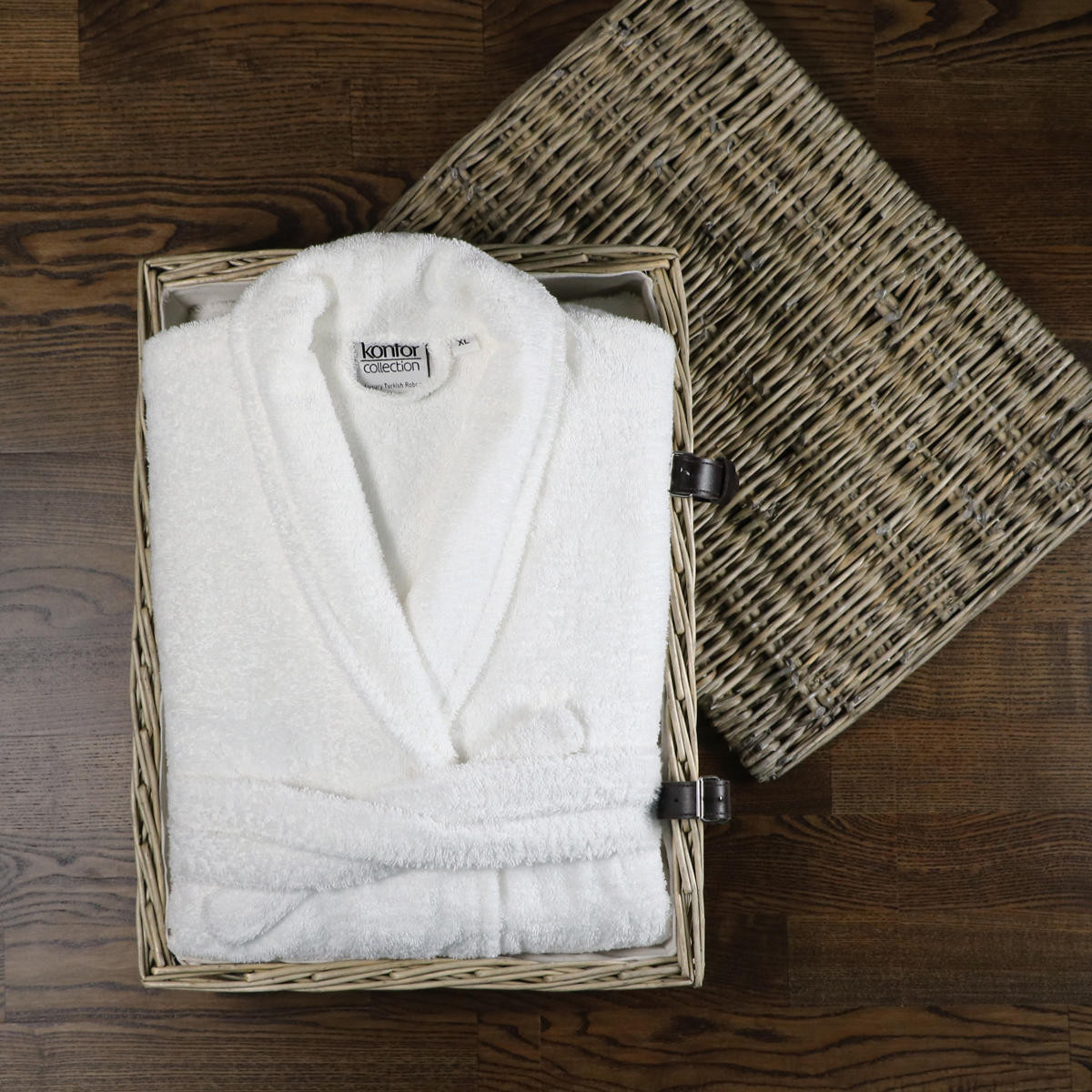 White Pearl Konfor Turkish cotton terry towelling bath robe with belt