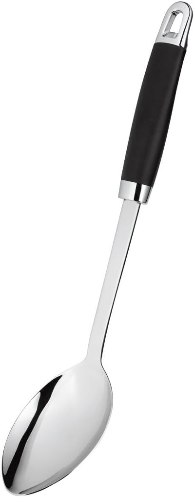 Stellar James Martin Tools solid spoon with black handle and stainless steel head