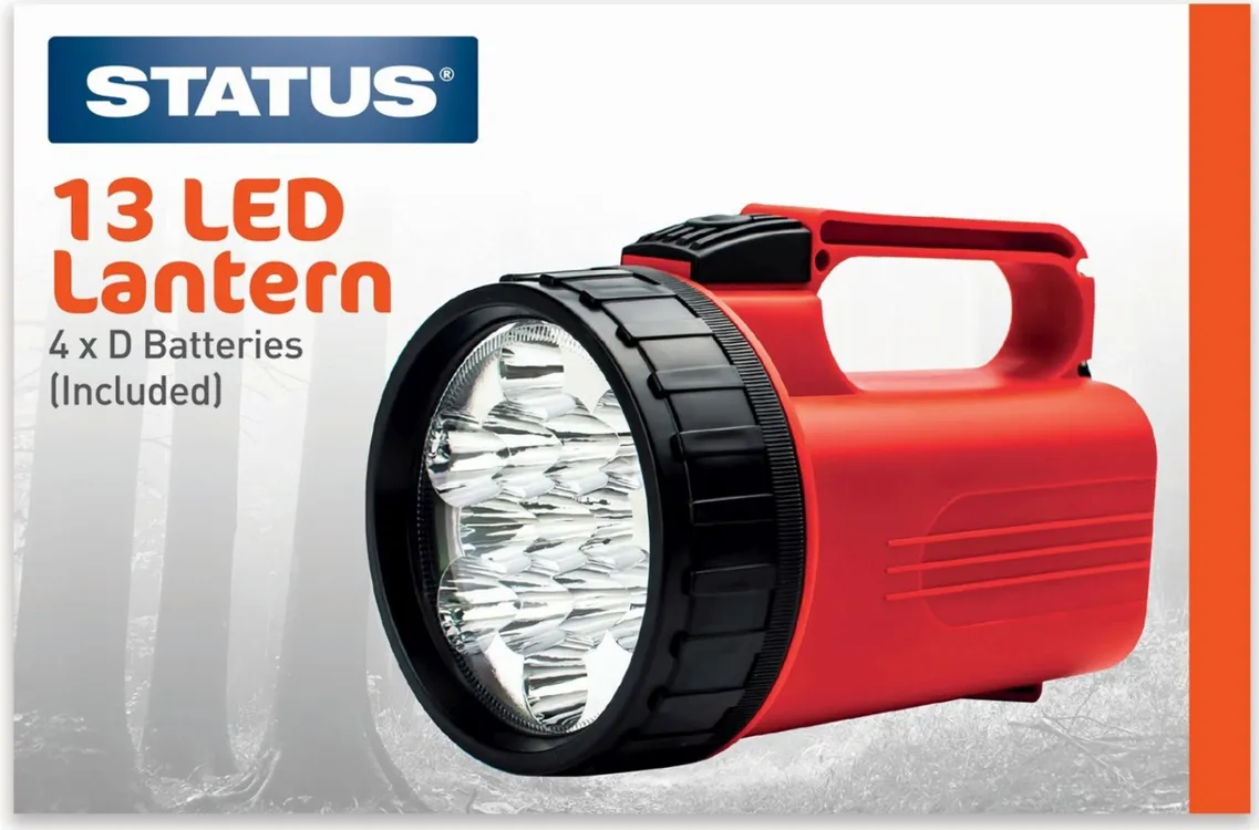 Status 13 LED lantern torch in red with D batteries included