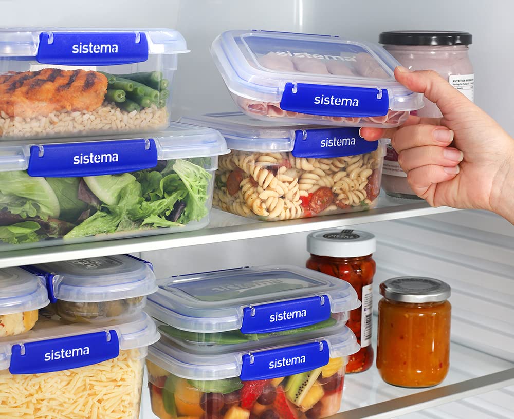 Sistema KLIP IT PLUS 1L rectangular food storage container with blue clips