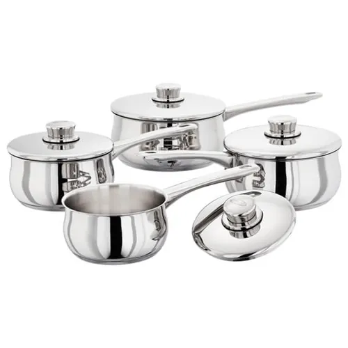 Stellar 1000 Classic stainless steel cookware set with lids and saucepan