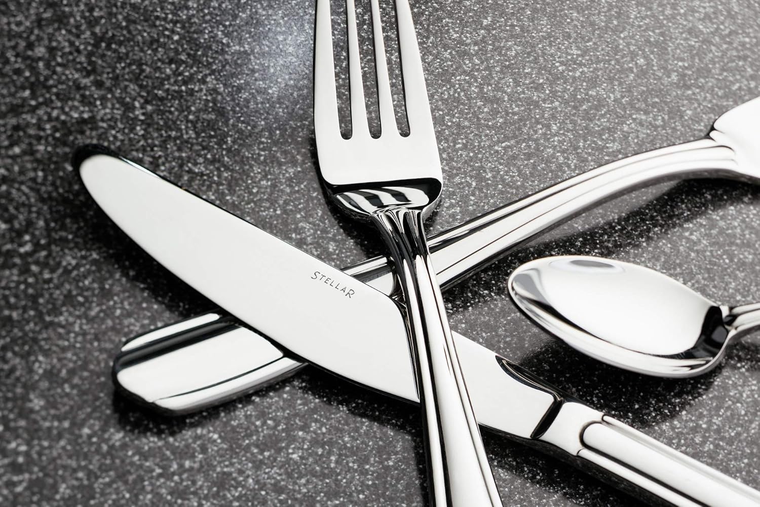 Stellar Buckingham stainless steel cutlery set with fork, knife and spoon