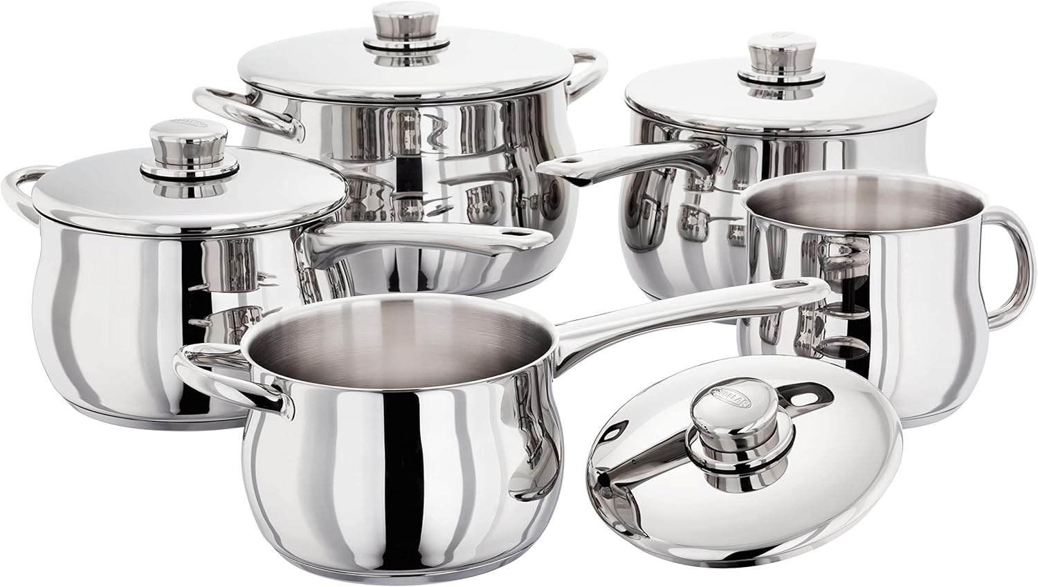 Stellar S8C1 Classic stainless steel five piece saucepan cookware set with lids