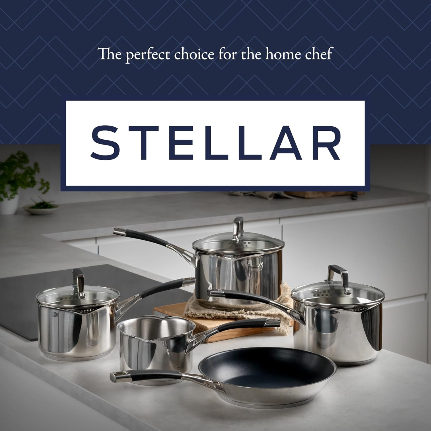 Stellar Profile S7C4D 5-piece draining saucepan set stainless steel cookware