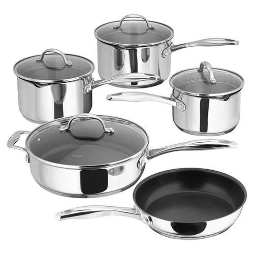 Stellar Profile S7C4D 5-piece stainless steel draining saucepan set with lids