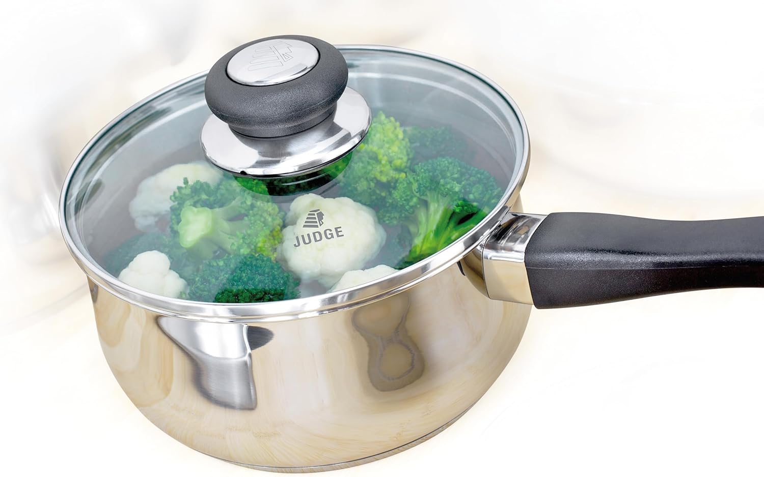 Judge Essentials 3-piece saucepan set with glass lid and black handle