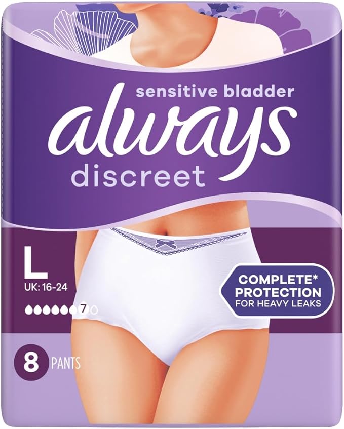 Always Discreet Incontinence Pants Plus Large white, 8 pack