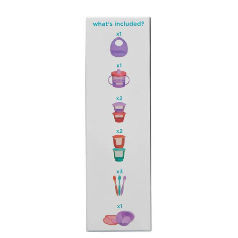 Vital Baby NOURISH Start Weaning Set Fizz purple and red feeding bowls spoons