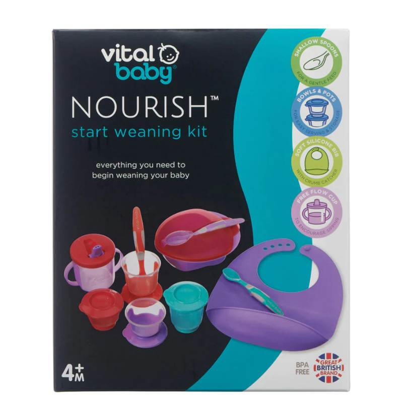 Vital Baby NOURISH start weaning kit with bowls, spoons and bibs 4M+